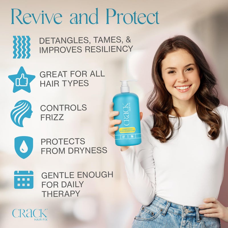 كراك بلسم كراك هير فيكس مع عبوة بمضخة | ترطيب مكثف وتحكم في التجعد | يقوي الشعر، ويفك تشابكه، ويعيد إليه لمعانه | خالٍ من الكبريتات، نباتي، لم يُختبر على الحيوانات، ومصنوع في الولايات المتحدة الأمريكية | 33.8 أونصة - Image 3